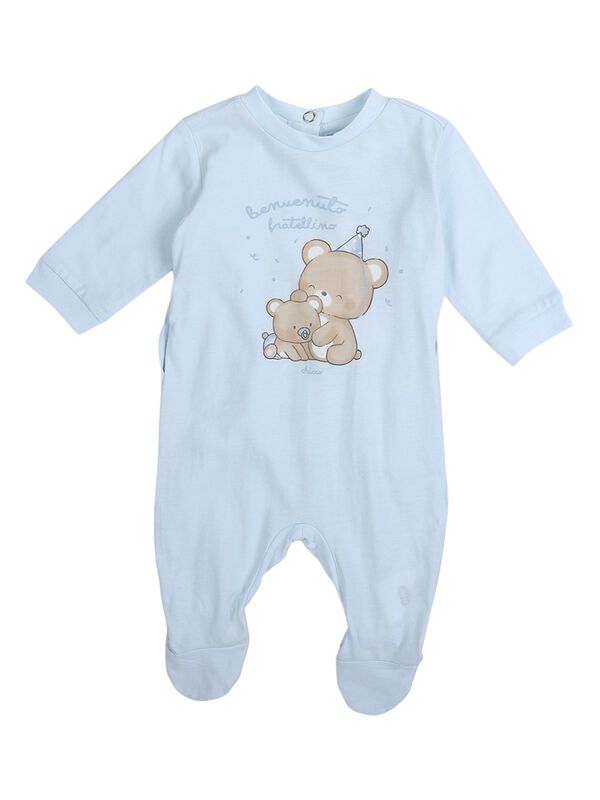 Boys Light Blue Nappy Opening Babysuit image number 0